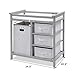 Costzon Baby Changing Table, Infant Diaper Changing Table Organization, Diaper Storage Nursery Station with Hamper and 3 Baskets (Gray+White)