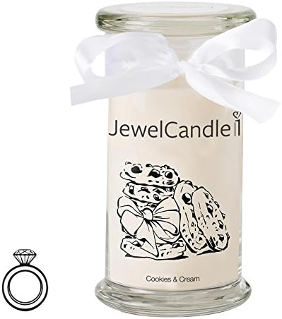 JewelCandle "Cookies & Cream - Scented candle with silver jewellery surprise (silver Ring)(M)