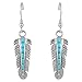 Genuine Turquoise & Gemstones Feather Earrings in Sterling Silver 925 (Turquoise)