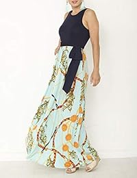 DLDY Vestido largo floral sin mangas sin mangas sólido sin mangas Vestidos largos largos casuales para mujer