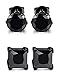 Besteel 2 Pairs Stainless Steel Mens Womens CZ Stud Earrings Pierced Earrings Black 20G 3-8mm