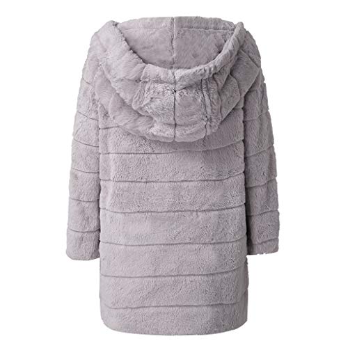 Womens Faux Fur Hooded Coats 2019 Winter Warm Thick Parka Long Overcoats Shaggy Shearling Jacket - Limsea Gray