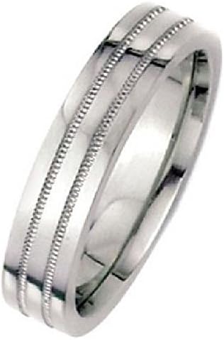18k White Gold 6mm Flat Park Avenue Wedding Band Ring Heavy Weight - Size 14.5