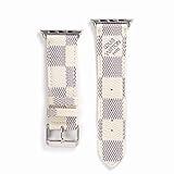 RAFRANCIS 38mm (Fit for 40mm) Compatible Apple Watch Straps, Luxury Fashion PU Leather Classic Wrist Bands for Women and Men, Replacement for Apple Watch Series 5 4 3 2 1 38/40MM (Checker White)