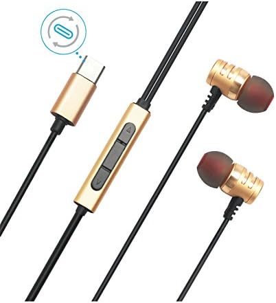 Type C Earbuds/Headphone/Earphones for Moto&amp;HTC&amp;Huawei&amp;Xiaomi&amp;Letv&amp;Nubia,USB Type C Earbud Hi-Fi Digital 3D Audio Without Mic for All Earbuds for USB C Port Smartphone and Devices-Golden