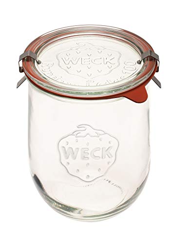 Weck Tulpenglas - Sauerteig-Startergläser - Großes Glas für Sauerteig - 1 x WECK 745 Klares Starterglas mit Glasdeckel und breiter Öffnung - Weckglas