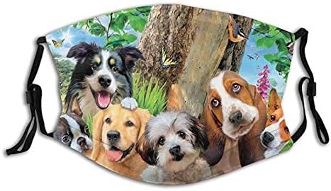 犬 子犬 動物写真 犬 猫 フェイスマスク 防塵 通気性 保護スカーフ 再利用可能 調節可能 洗える ファッション バンダナ サイズ M フェイスシールド 584 布マスク Amazon