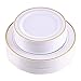 Gold Rim Dinner Plates 60 Pieces,Disposable Plastic Plates,Heavyweight Wedding Party Plates Includes:30 Dinner plates 10.25 Inch and 30 Salad Plates 7.5 inch(IOOOOO)