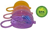 Baby Pacifier Case by Akeekah | 3 Pack for Girls | Soothie Pacifier Holder and Paci Container with Awesome Colorful Designs | Safe BPA Free Nippleshield Carrying Case with Free Eco-Friendly Mesh Bag