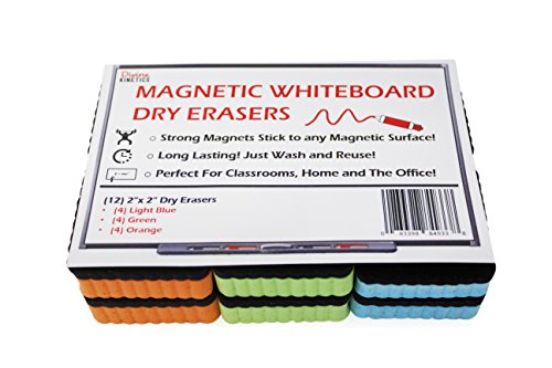 Premium Magnetic Dry Erase Erasers | 12-Pack | Magnetic Whiteboard & Chalkboard Erasers | Dry Erasers for White Boards | Perfect Erasers for the Classroom, Home or Office!