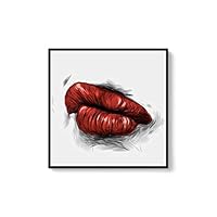 Framed Canvas Wall Art Sexy Lips Canvas Prints Home Artwork Decoration for Living Room,Bedroom - 16x16 inches