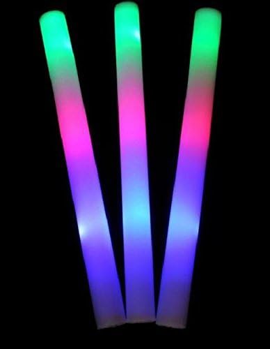 100 pack of 18" Los Angeles Superstore Multi Color Foam Baton LED Light Sticks - Multicolor Color Changing Rally Foam 3 mode flashing