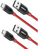 Anker [2-Pack] Powerline+ USB C to USB A Fast Charging Cable, for Samsung Galaxy Note 8 / S8 / S8+ / S9, iPad Pro 2018, MacBook, Sony XZ, LG V20 / G5 / G6, HTC 10, Xiaomi 5 and More (3ft) (Red)