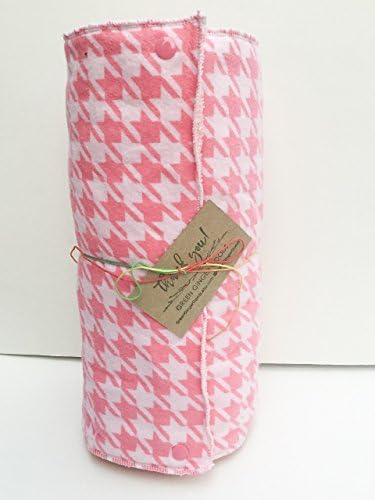 Set of 12 Unpaper Towels, Pink Houndstooth Print