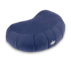 Lotuscrafts Zafu Meditation Cushion Crescent Siddha – Height 15 cm – Spelt Filling – Washable Cover Organic Cotton – Yoga Cushion – Meditation Pillow – Yoga Pillow – GOTS Certified