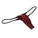 Jaxu Men's Micro Thong Drawing String Mini Bikini Guys Underwear Narrow Pouch Male Shiny T-Back Lingerie Wine Red M