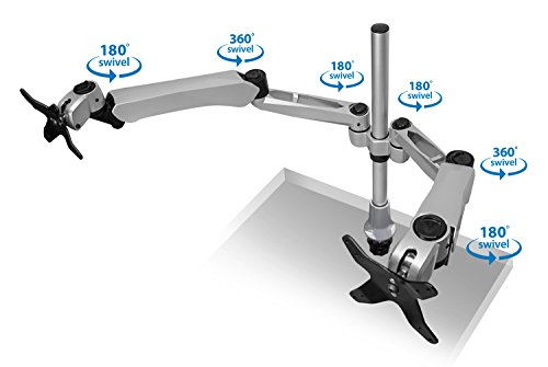 Mount-it! Height Adjustable Full Motion Two Monitor Computer Desk Mount Spring Arm Quick Release with Grommet Base (MI-45111)