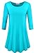 JollieLovin Womens 3/4 Sleeve Loose Fit Swing Tunic Tops Basic T Shirt(1X,Lake Blue)