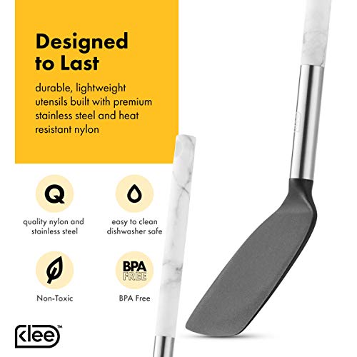 Klee 7-Piece Nonstick Nylon Kitchen Utensil Set, Marble and Black