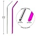 Kitchen Up Straws Set Extra Long, Regular Size Reusable Drinking Natural Bent Straw: 6 Silicone + 4 Stainless Steel Best 18/10 + 3 Brushes + 1 Travel Pouch