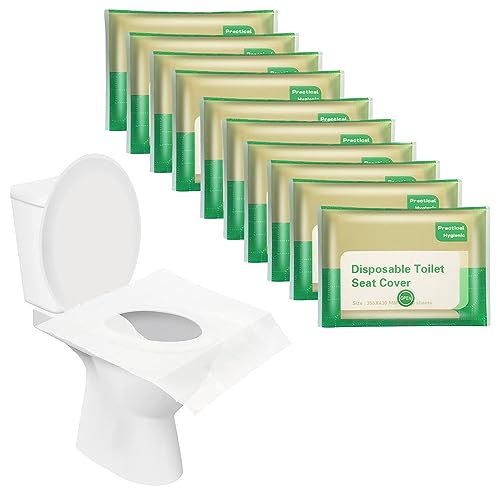 Sawanork 100 Pcs Flushable Paper Toilet Seat Covers for Adults and Kids, Disposable Travel Essential Accessories for Airplane, Road Trips, Camping