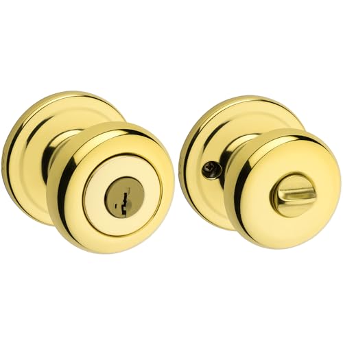 Kwikset Juno Entry Knob Featuring SmartKey® in Polished Brass