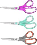 Scissors, 8" Multipurpose Scissors 3 Pack, Ultra Sharp Blades, Comfort-Grip Handles, Sturdy and Sharp Scissors for Art Craft Sewing Office Home School Supplies