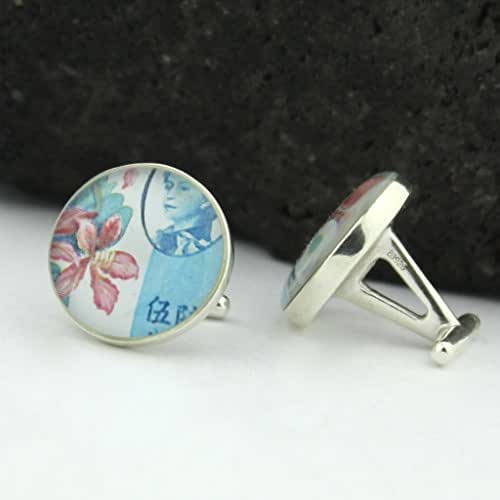 Hong Kong Cufflinks Vintage Hong Kong Postage Stamp