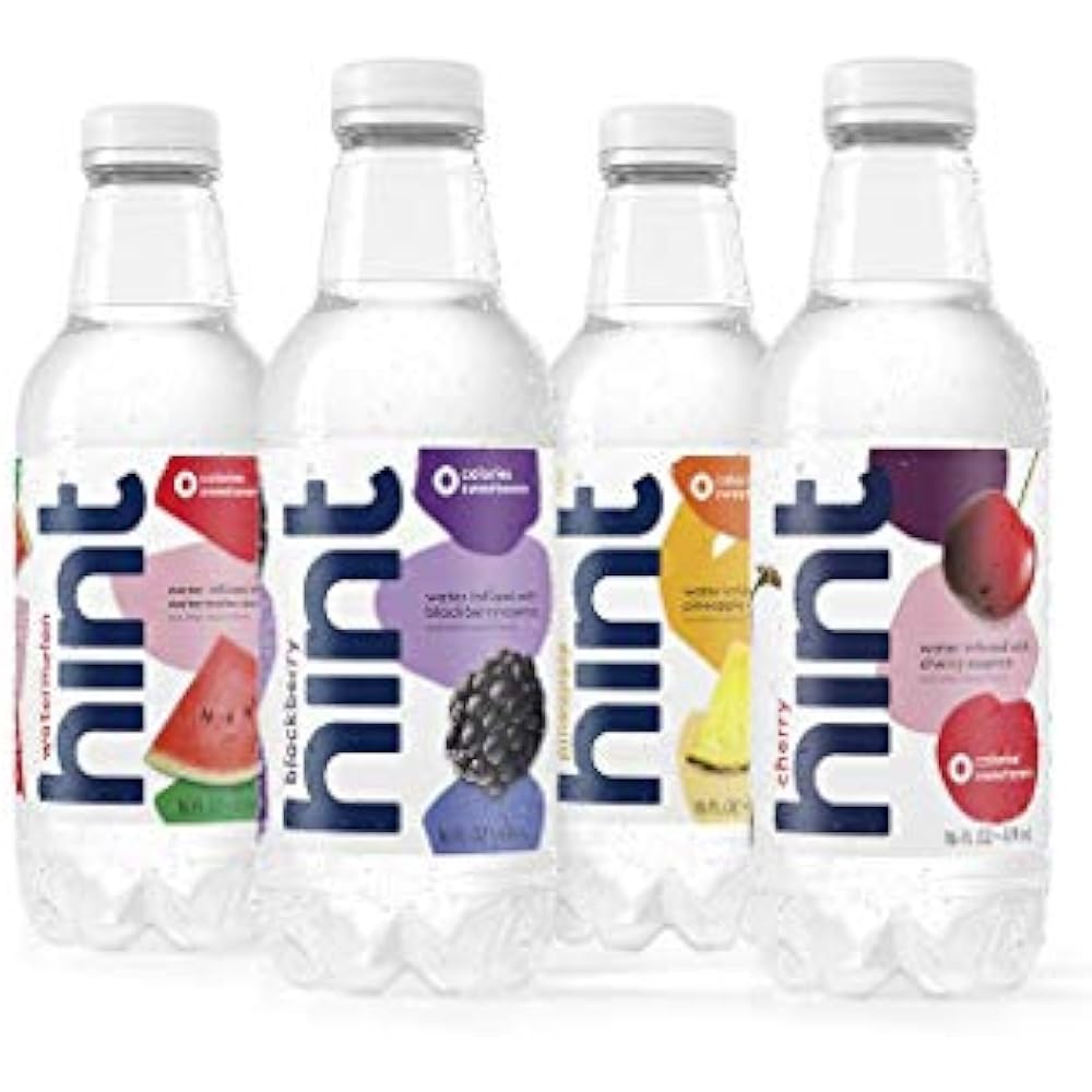 Hint Flavored Water Fruit Infused Variety Pack, (Pack Of 12) 16 Ounce