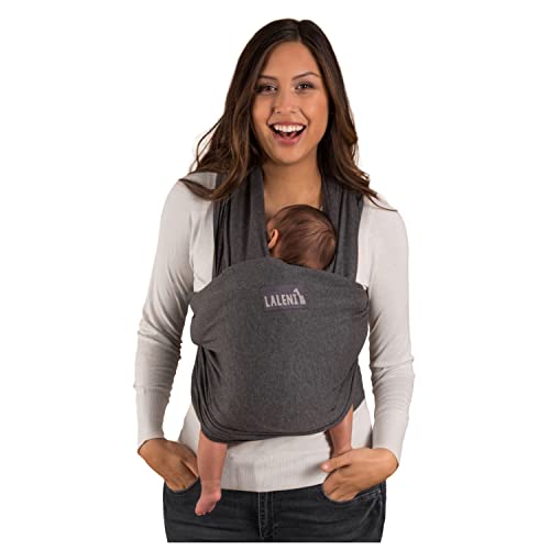 Laleni fascia neonato porta bebe 100% cotone organico - fascia porta bebe certificata OEKO-TEX fino a 15 kg, facile da indossare per mamma e papà, lavabile in lavatrice - Grigio