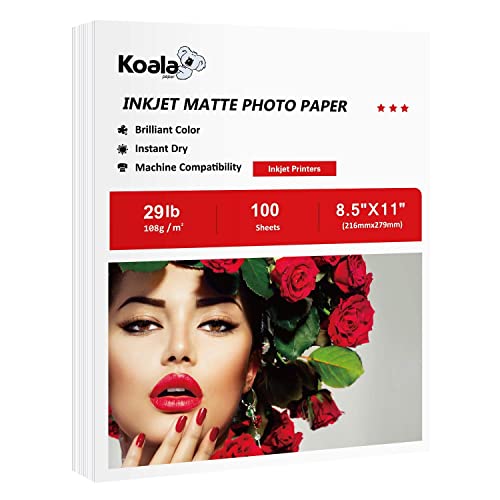 Koala Thin Matte Coated Printer Paper 100 Sheets 8.5x11 Inches for