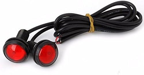 2 x Car 9W LED Hawkeye Lights 23mm Lamp License Plate Waterproof High Power (red)