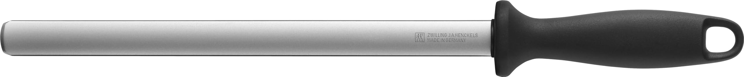 Zwilling Sharpening Steel with Diamond Coating, Oval, Length: 26 cm, Black Plastic Handle with Hanging Eyelet,Black, Silver