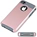 iPhone 4 Case, iPhone 4S Case, 4S Case, BENTOBEN Shockproof Dual Layer Slim Scratch Resistant Rugged Hybrid Hard Case Bumper Protective Case for Apple iPhone 4/4S, Rose Gold/Gray