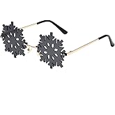 LASPOR Novelty Snowflake Shape Sunglasses for Women/Men Cute Rimless Halloween Christmas Party Glasses Prom Accessories