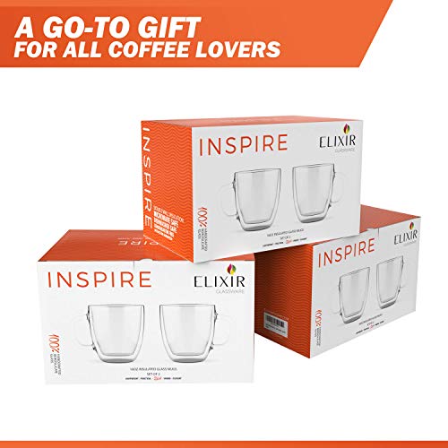 Large Double Wall Coffee Mugs 16 oz Double Wall Glass Set of 2