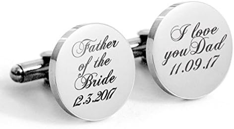 LAOFU 925 Sterling Silver Personalised Wedding Father of the Bride Cufflinks Gifts for Dad Cufflinks