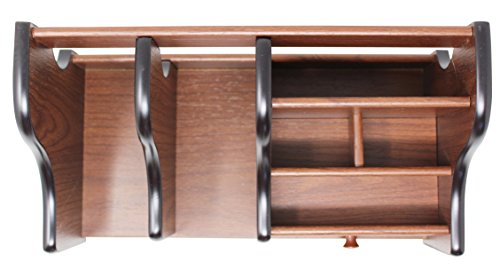 Executive Office Solutions Wooden Desk Organizer - 1 Drawer, 2 Mail/File/Paper Holders, 4 Compartments for Office Supplies and Desk Accessories Cherry/Black (EOS-WO5) - Thumbnail 5