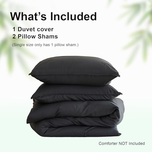 Simple&Opulence Duvet Cover King Size 100% Viscose Derived from Bamboo, 3 PCS Pure Breathable Cooling Silky Soft Bedding for Hot Sleepers Moisture-Wicking Comforter Cover Set, Dark Grey