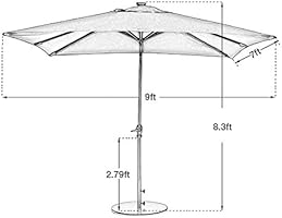 Amazon Com Abba Patio Solar Led 9 X 7 Ft Patio Offset Hanging Umbrella Cantilever Umbrella With Cross Base For Garden Deck Backyard Pool Dark Red Garden Outdoor
