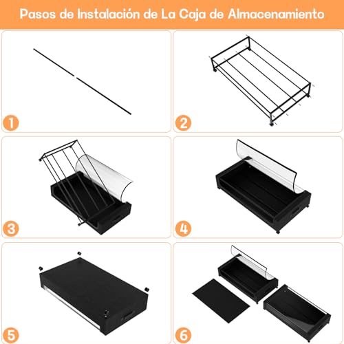 Organizador de Almacenamiento para Cama, 2pcs Contenedores de Almacenamiento Debajo de La Cama con Ruedas, Zapatera Bajo Cama para Ropa, Mantas, Juguetes, Zapatos y Libros