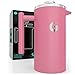 Coffee Gator French Press Coffee Maker- Insulated, Stainless Steel Manual Coffee Makers For Home, Camping w/ Travel Canister- Presses 4 Cup Serving- Large, Pink (34 fl oz)