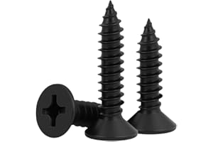MOYOCODI #4 x 1/2" (100 Pack) Flat Head Sheet Metal Screws Phillips Drive Self-Tapping Wood Screws, Black Oxide 304 Stainless Steel Screw (18-8), Corrosion Resistant Screws