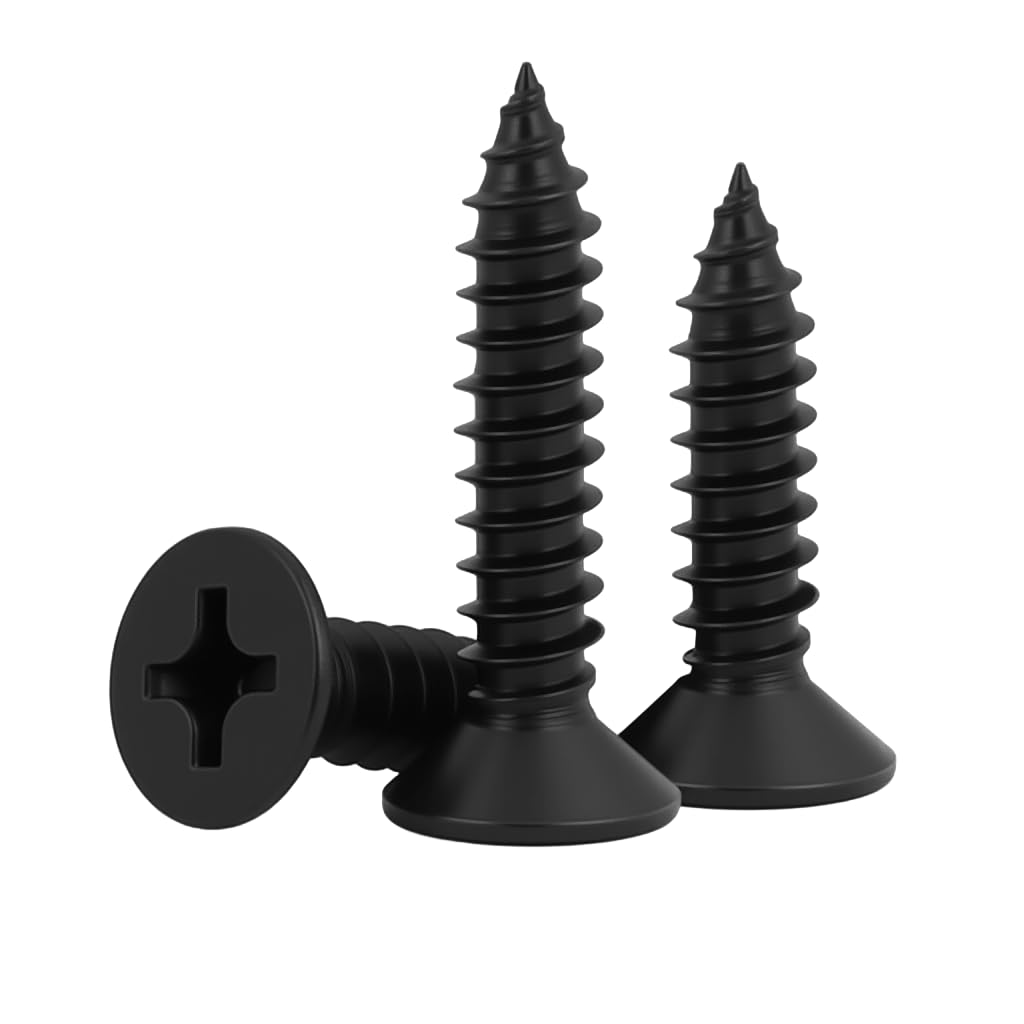 Photo 1 of #10 x 3/4" (100 Pack) Flat Head Sheet Metal Screws Phillips Drive Self-Tapping Wood Screws, Black Oxide 304 Stainless Steel Screw (18-8), Corrosion Resistant Screws