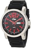 Odin Men's 8054-5M Bk Precision Quartz 3-Hand Day and Date Steel Tone with Rubber Strap Watch