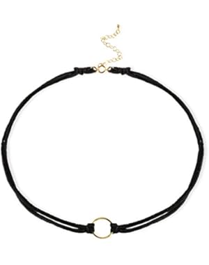 Womens Karma Black Leather Choker Necklace