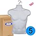 5-Pack Male Mannequin Torso, Dress Form Hollow Back Body or T Shirt Display, for Hanging by EZ-Mannequins for Craft Shows, Photos or Design, Easy to Use and Store, for Small - Medium Sizes
