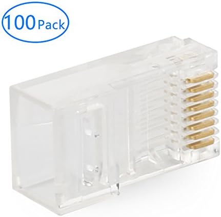 Tainston RJ45 Connector CAT5 CAT5E CAT6 Ethernet Connector UTP 8P8C Lan Crystal Head Plugs 100 Pieces