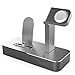 OLEBR Apple Watch Series 3 Stand iPhone X/8/8Plus/7/7Plus/6s/6s Plus Dock, [2 in 1 Charging Dock]Apple Watch Charging Stand, Aluminum Charger Station for iWatch Series 3/2/1/Nike+,iPhone 5/SE-Gray