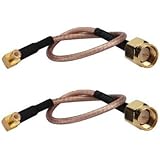 DHT Electronics 2PCS RF coaxial coax cable assembly SMA male to MCX male right angle 6''